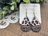 Leopard print basket weave 2piece teardrop earring