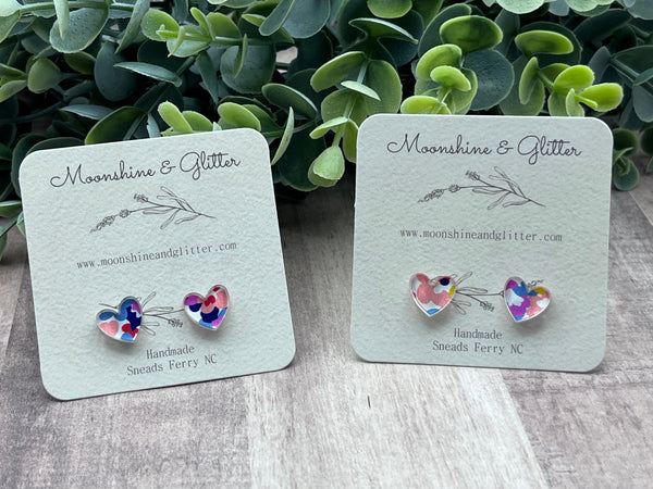 Heart stud earrings