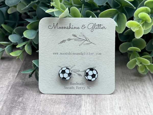 Soccer stud earrings