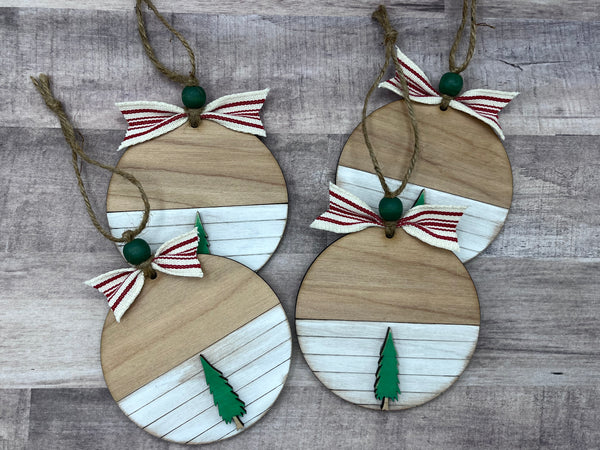Farmhouse shiplap Christmas tree ornament