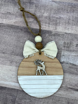 Farmhouse shiplap reindeer ornament