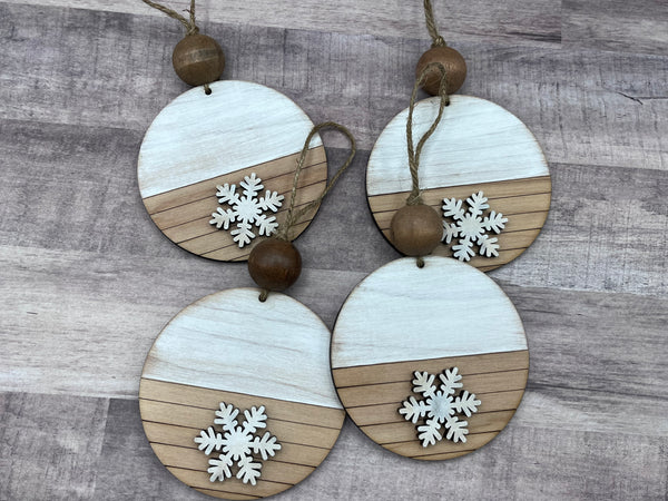 Farmhouse shiplap snowflake ornament