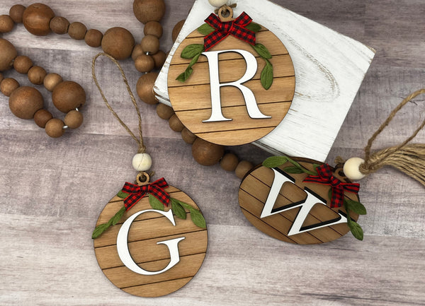 Shiplap Farmhouse initial  ornament