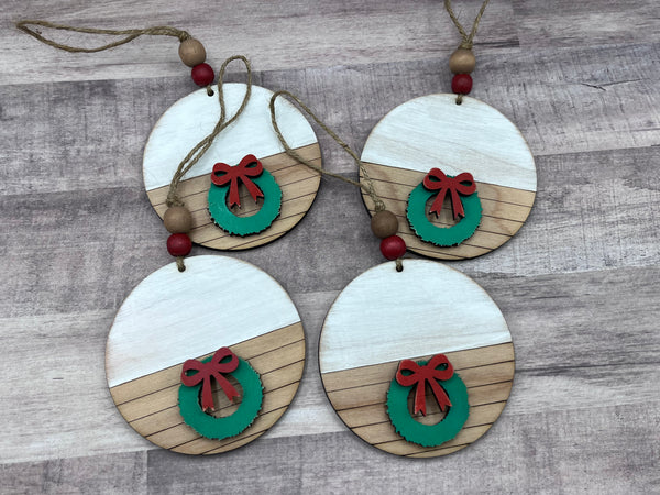 Farmhouse shiplap wreath ornament