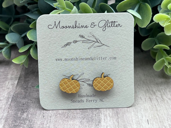 Plaid Pumpkin stud earrings