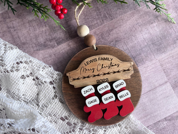 Farmhouse mantle customized stockings ornament