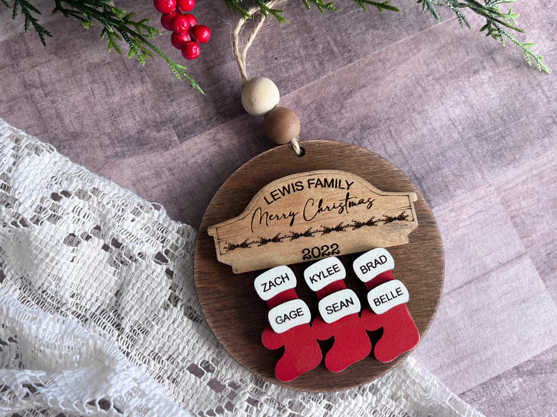 Farmhouse mantle customized stockings ornament