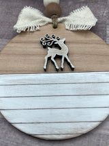 Farmhouse shiplap reindeer ornament
