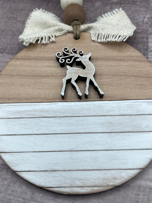 Farmhouse shiplap reindeer ornament