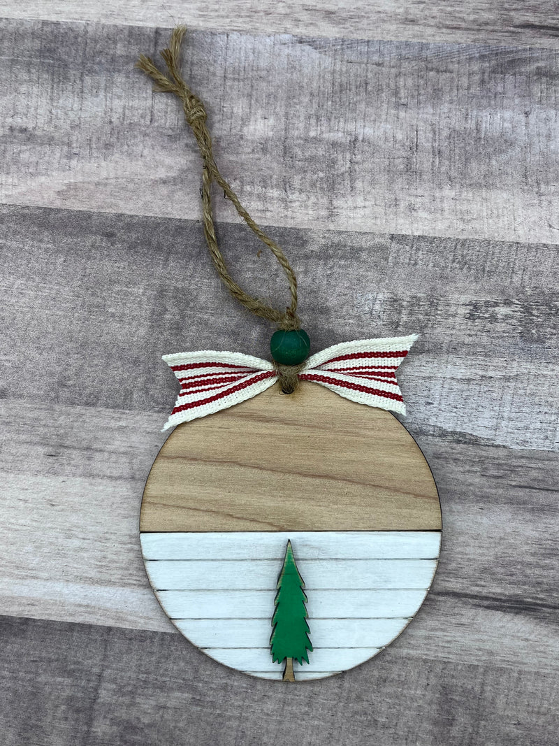 Farmhouse shiplap Christmas tree ornament