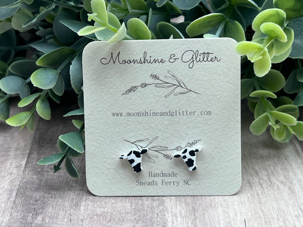 Cowprint cow stud earrings