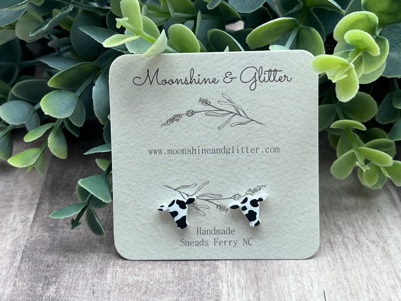 Cowprint cow stud earrings