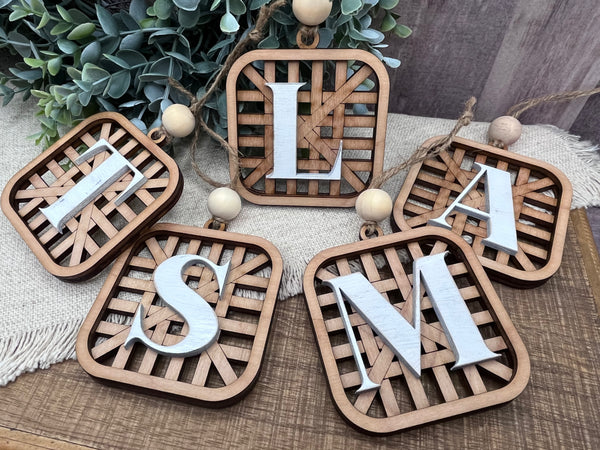 Basket initial ornament