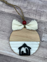 Farmhouse shiplap Nativity ornament