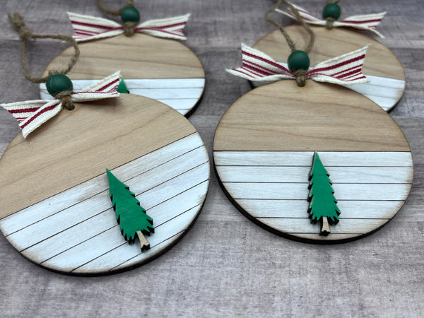 Farmhouse shiplap Christmas tree ornament