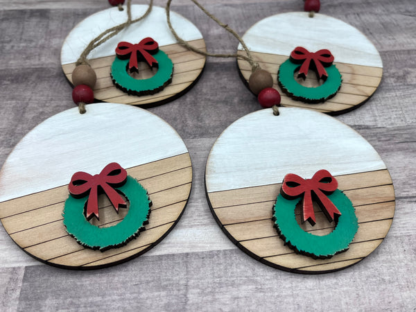 Farmhouse shiplap wreath ornament