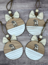 Farmhouse shiplap reindeer ornament