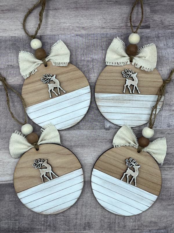 Farmhouse shiplap reindeer ornament