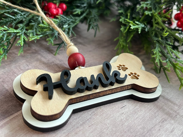 Personalized dog bone ornament
