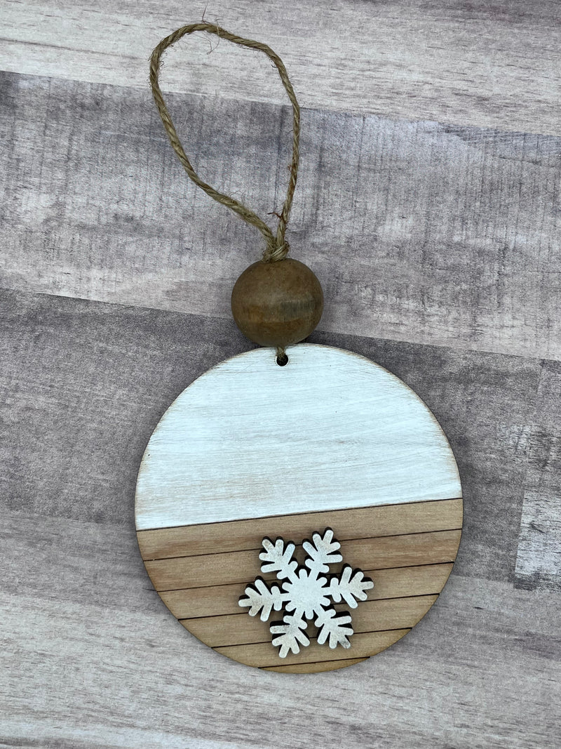 Farmhouse shiplap snowflake ornament