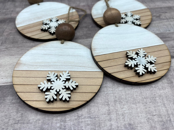 Farmhouse shiplap snowflake ornament