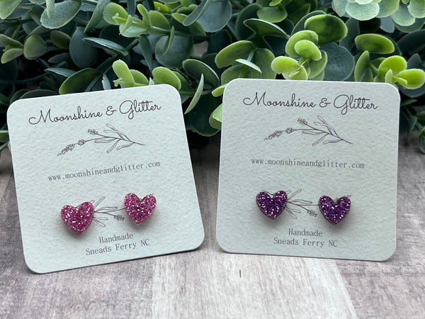 Heart stud earrings