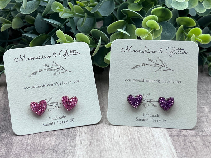 Heart stud earrings