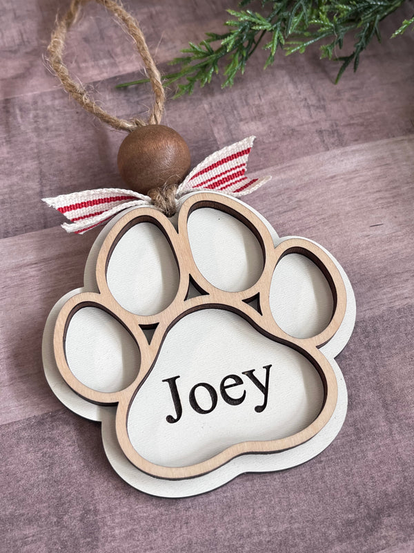 Personalized paw print ornament