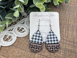 Leopard print basket weave 2piece teardrop earring