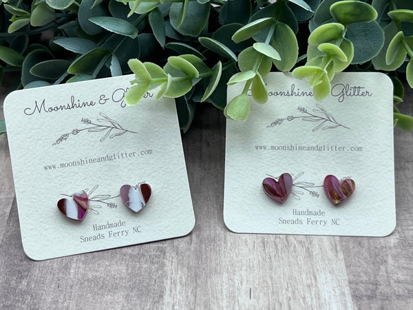 Heart stud earrings