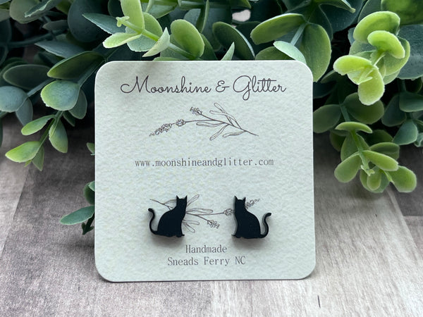 Black Cat stud earrings