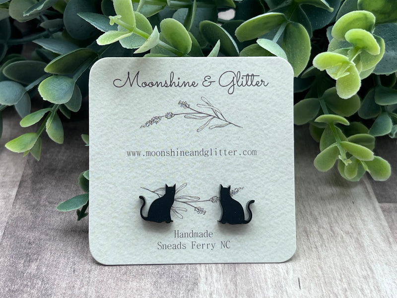 Black Cat stud earrings