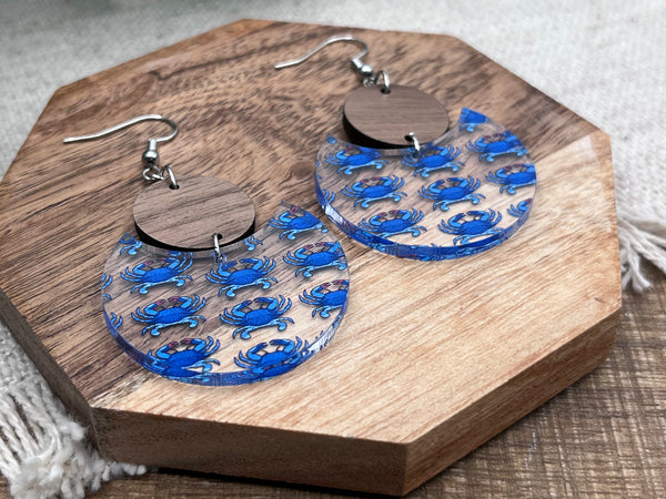 Blue crab Maryland dangle earring