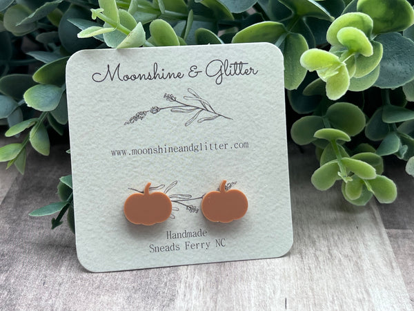 Matte Terracotta pumpkin stud earrings