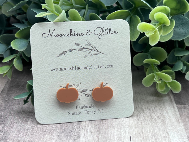 Matte Terracotta pumpkin stud earrings