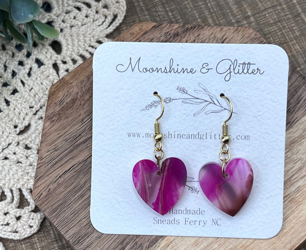 Paint pour heart dangle earrings