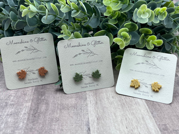 Fall leaf stud earrings