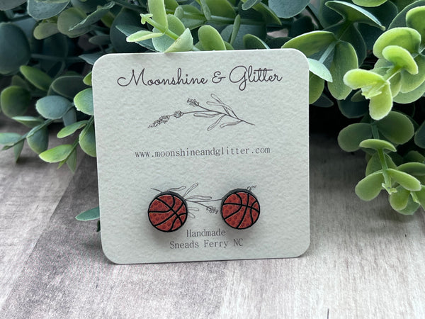 Basketball stud earrings