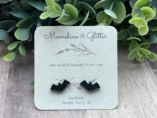 Black Bat stud earrings