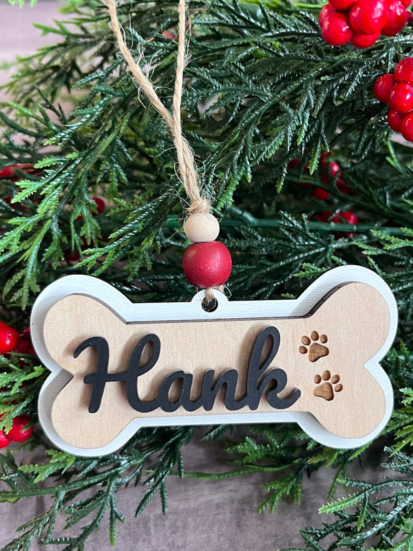 Personalized dog bone ornament
