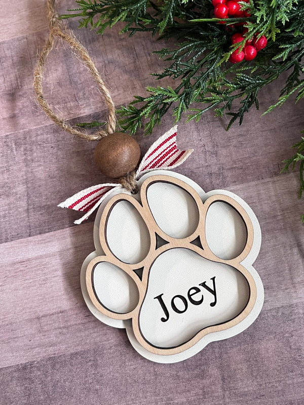 Personalized paw print ornament