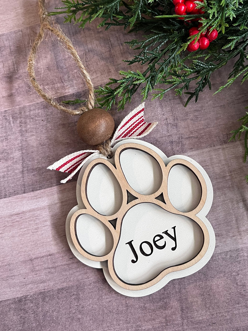 Personalized paw print ornament