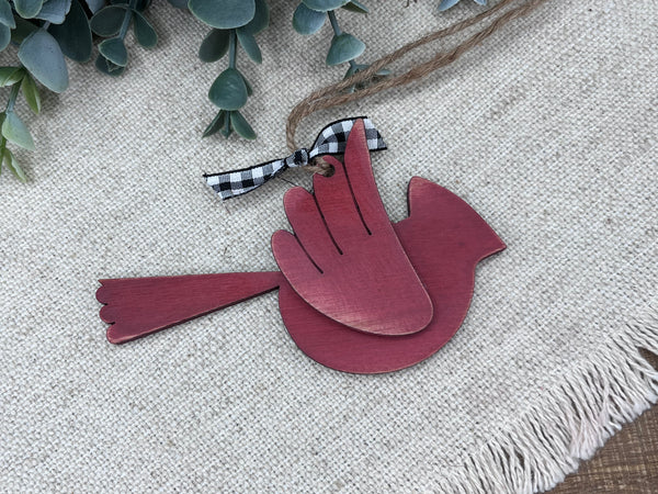 Distressed Cardinal ornament